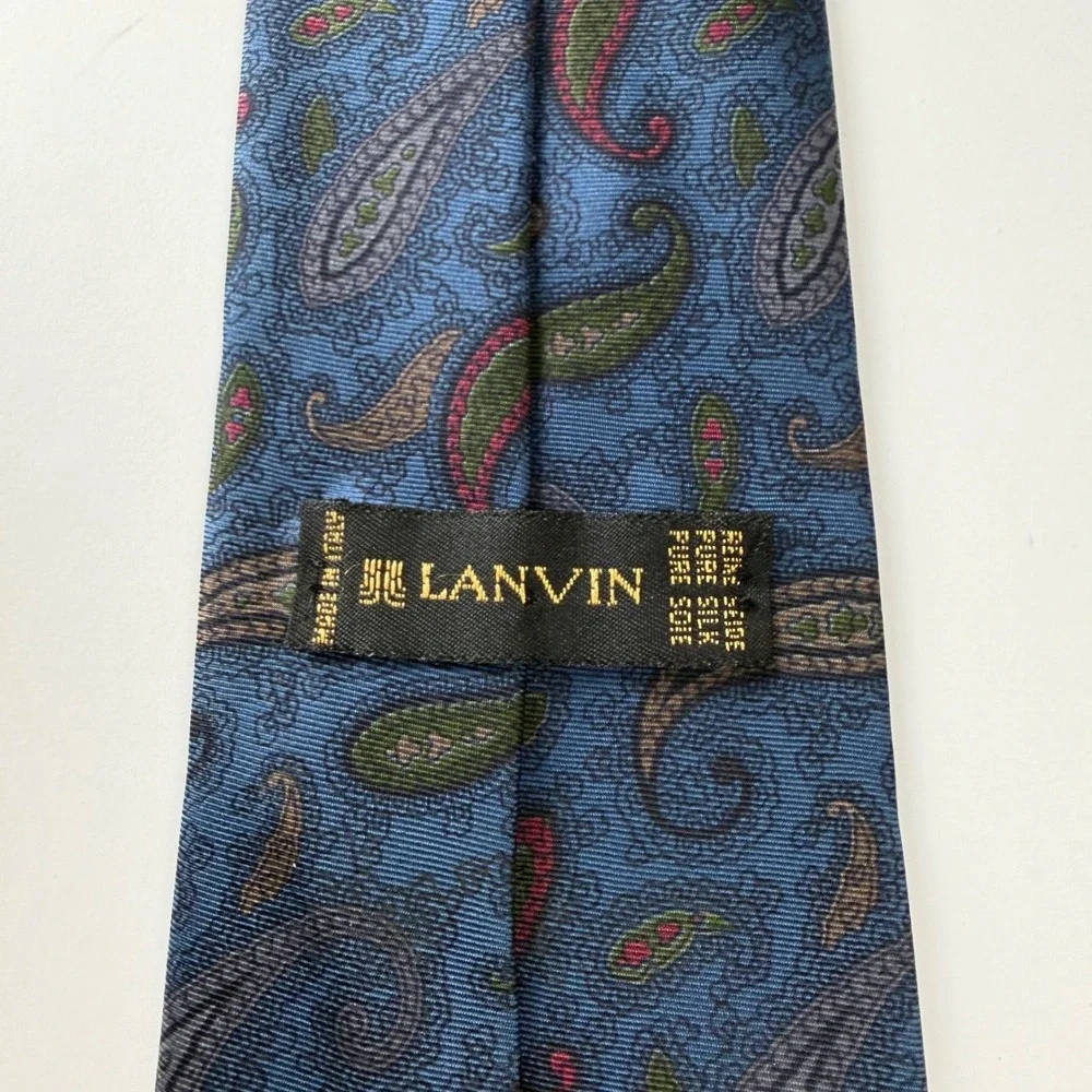 Lanvin Tie Mens Blue Paisley Silk Tie‎ Italy